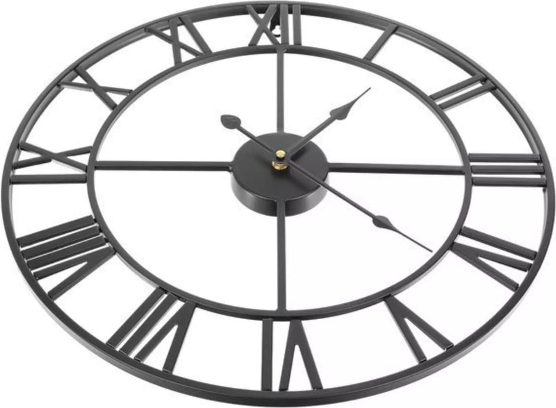Ruhhy Retro Wandklok - 47.5 cm - Romeinse Cijfers - Zwart