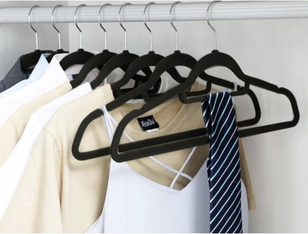 Ruhhy Kledinghangers 20 stuks in Zwart Velvet - Stijlvolle Garderobe Oplossing