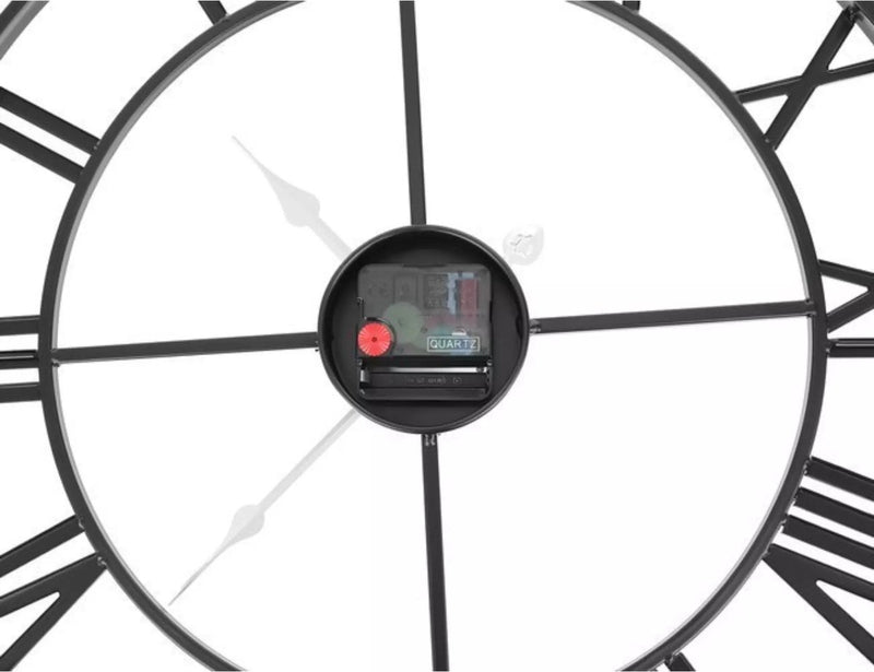 Ruhhy Retro Wandklok - 47.5 cm - Romeinse Cijfers - Zwart