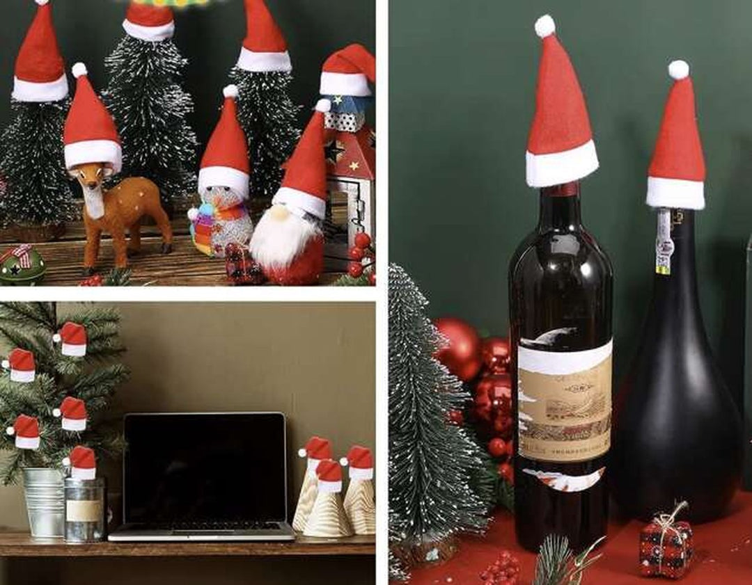 Kerstmutsjes bestekhouder - Bestekhouder Kerstmuts - Kersttafel Decoratie - Bestekzakje 12 Stuks