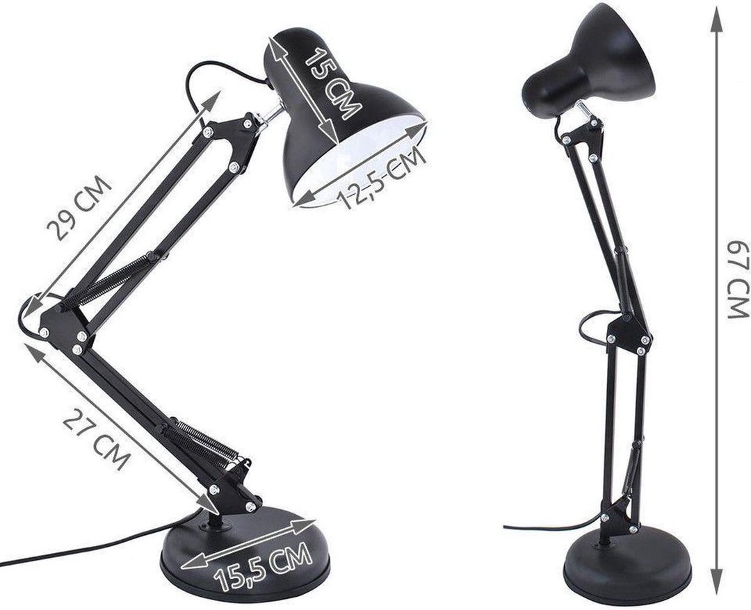 Bureaulamp - Verstelbaar - Retro - Klassiek - 1x40 watt - Zwart