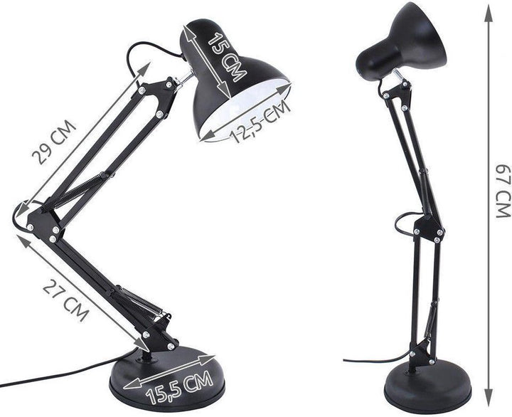 Bureaulamp - Verstelbaar - Retro - Klassiek - 1x40 watt - Zwart