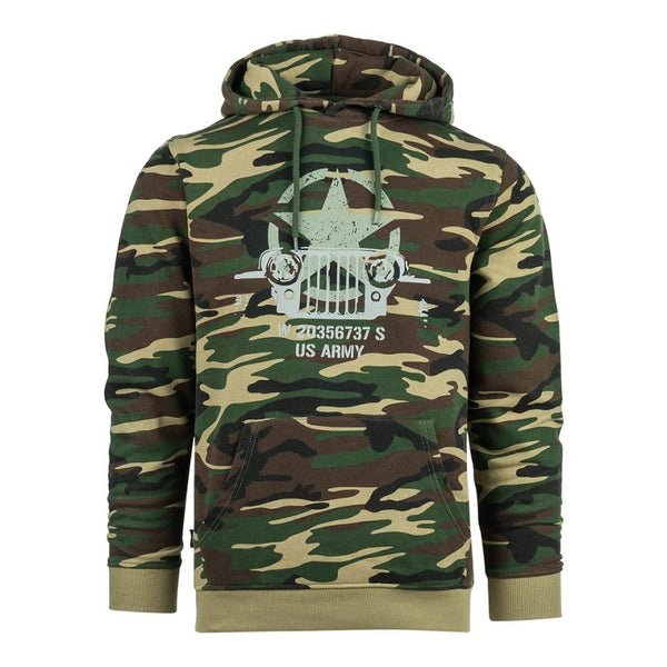 Hoodie Allied Star-Willy jeep camo - Woodland