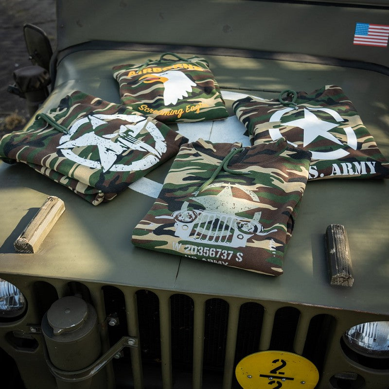Hoodie Allied Star-Willy jeep camo - Woodland