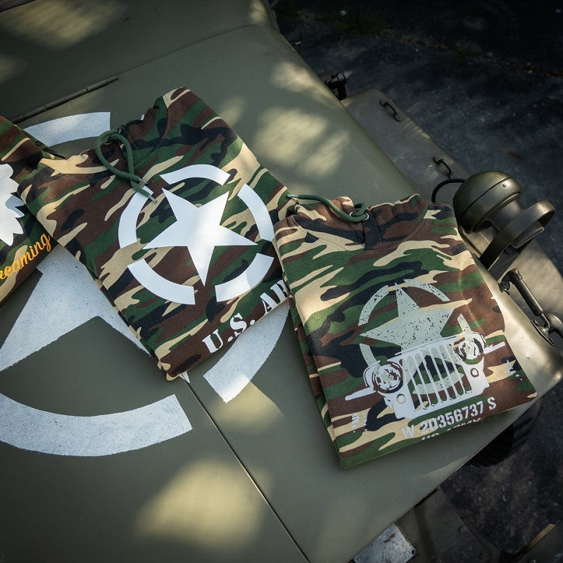 Hoodie Allied Star-Willy jeep camo - Woodland