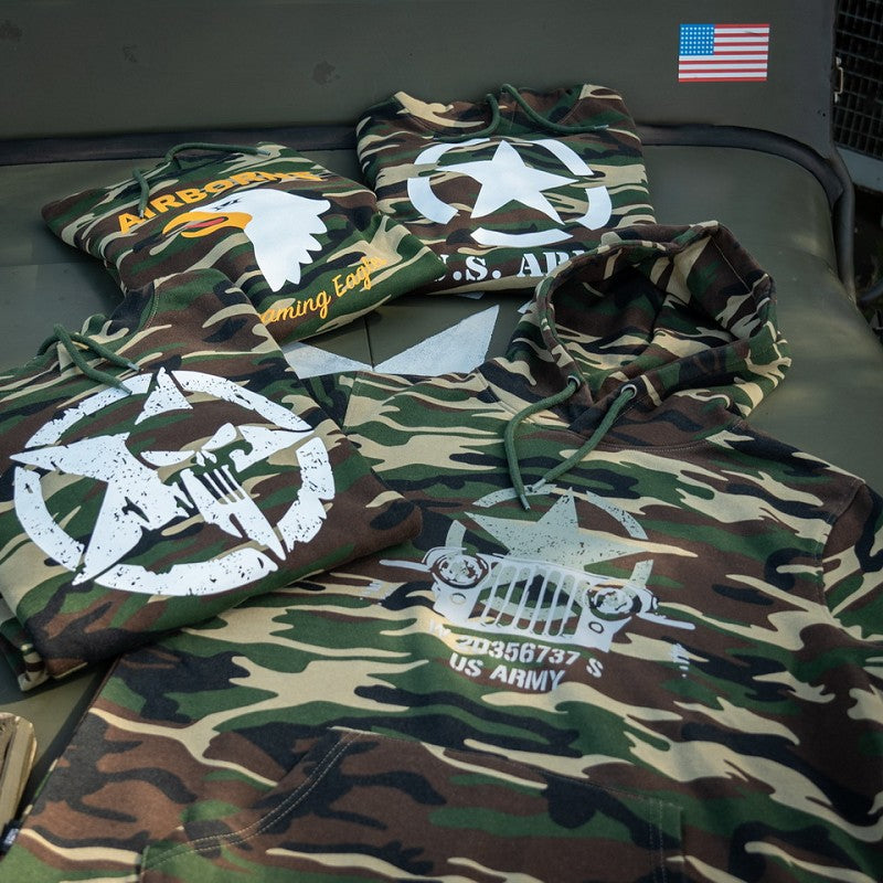 Hoodie Allied Star-Willy jeep camo - Woodland