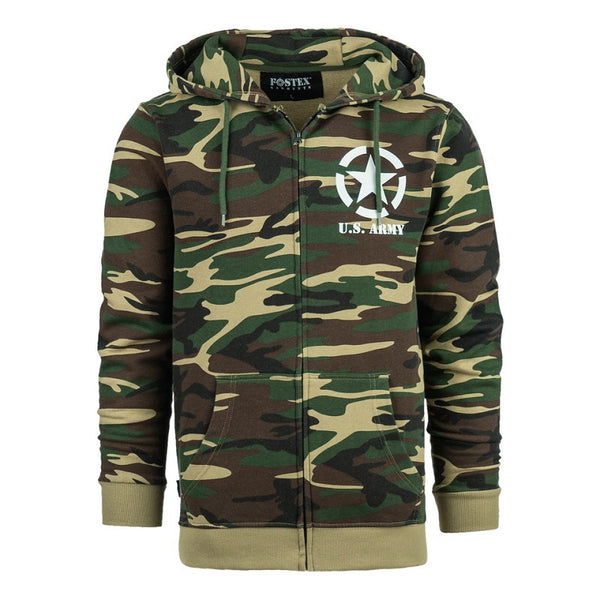 Hoodie met rits Allied Star U.S. Army camo - Woodland