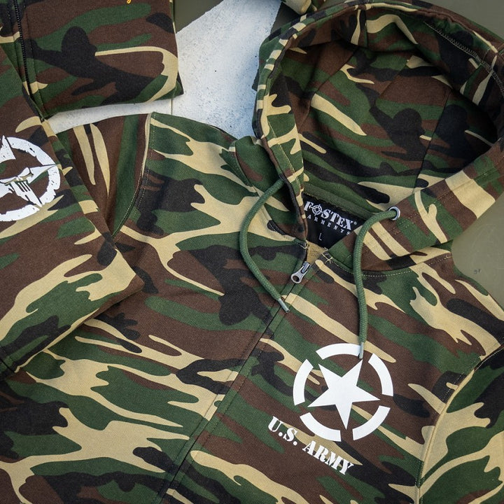 Hoodie met rits Allied Star U.S. Army camo - Woodland