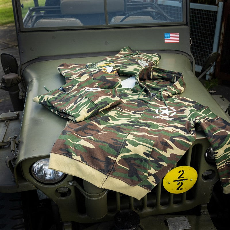 Hoodie met rits 101st Airborne Eagle camo - Woodland