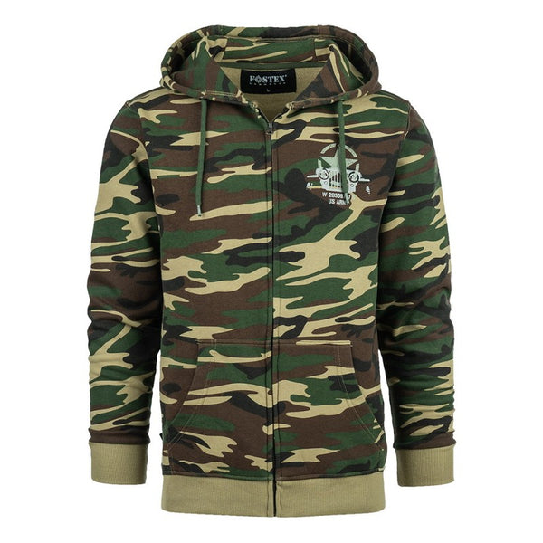 Hoodie met rits Allied Star-Willy jeep camo - Woodland