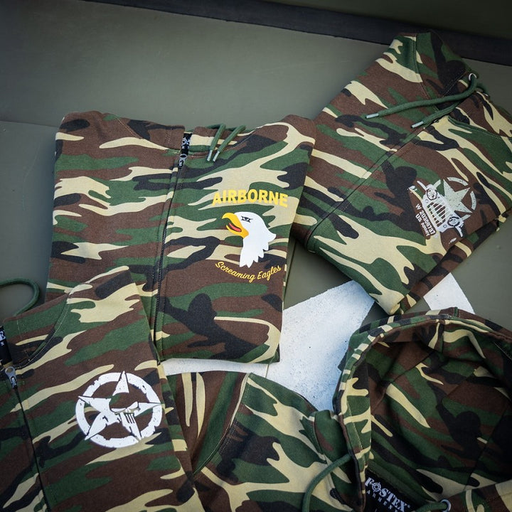 Hoodie met rits Allied Star-Willy jeep camo - Woodland