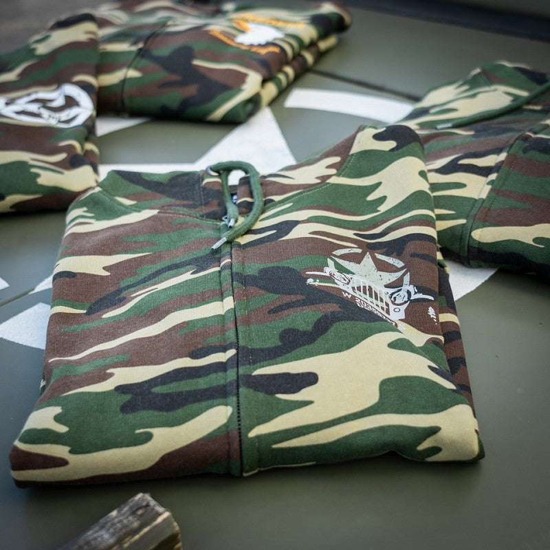 Hoodie met rits Allied Star-Willy jeep camo - Woodland