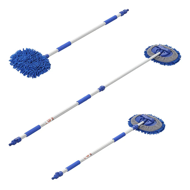 ProPlus Wasborstel chenille microvezel telescopische steel 1,65 m blauw