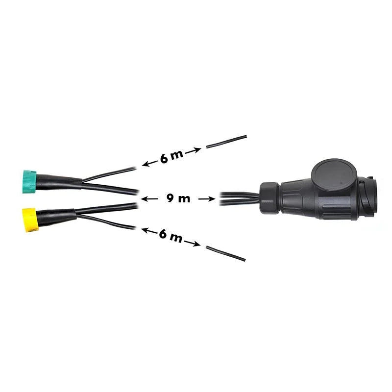 ProPlus Kabelset 9M met stekker 13-polig en 2x connector 5-polig + 6M DC