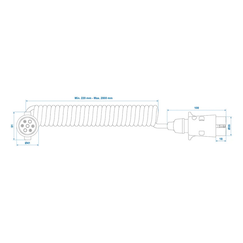 ProPlus Spiraalkabel 3M met 2x stekker 7-polig PVC