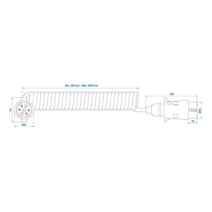 ProPlus Spiraalkabel 3M met 2x stekker 7-polig PVC