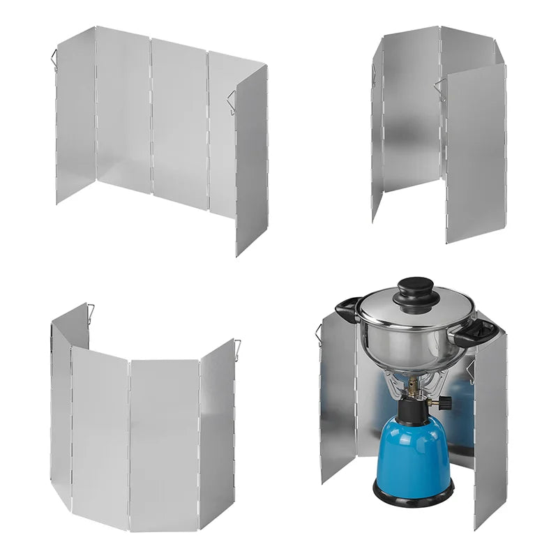 ProPlus Kookwindscherm 5-delig aluminium vouwbaar 49 x 26 cm