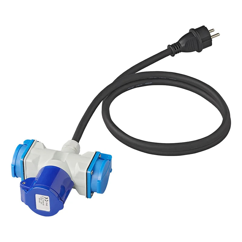 ProPlus Verloopkabel 150cm 3x1,5mm² van Schuko stekker naar 1xCEE + 2xSchuko stekkerdoos
