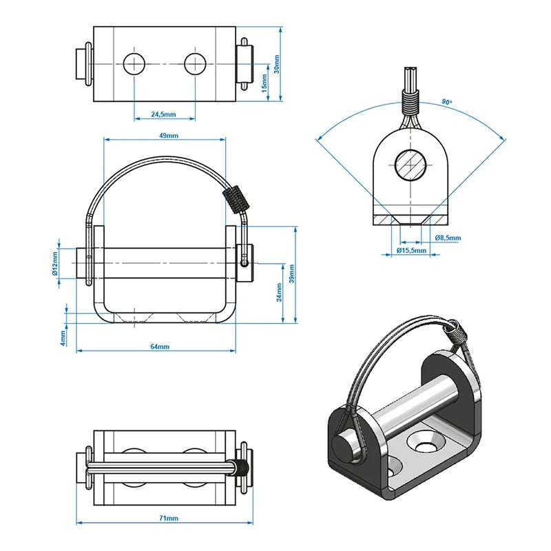 ProPlus Klepscharnierhouder 12mm SPP UZ-02A V.1