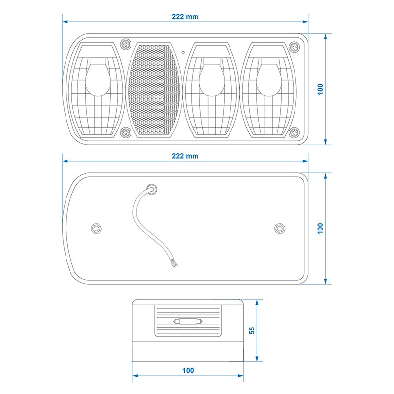 ProPlus Achterlicht 6 functies 222x100mm links