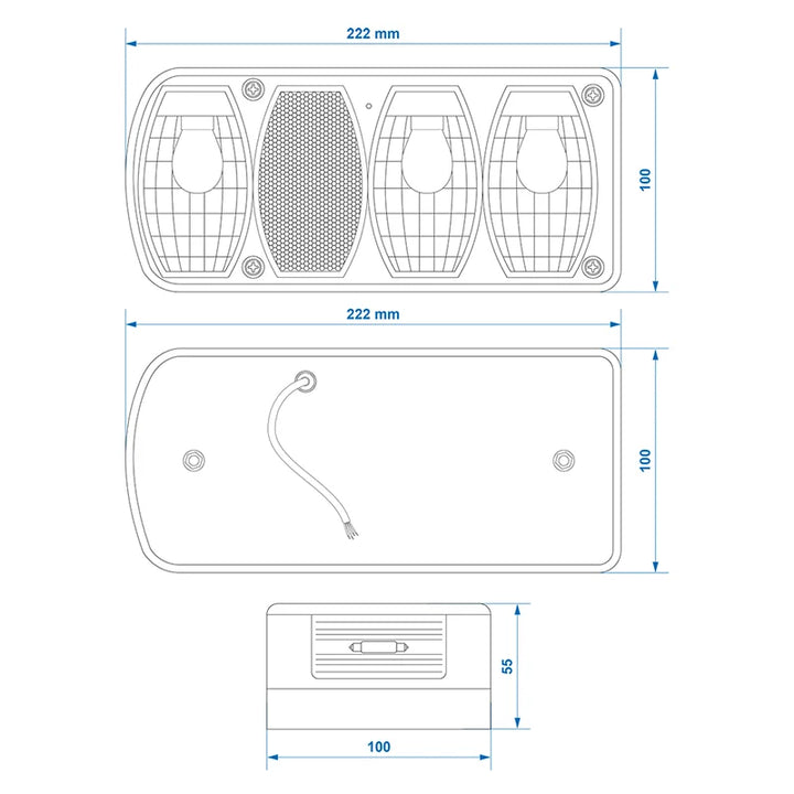 ProPlus Achterlicht 6 functies 222x100mm links