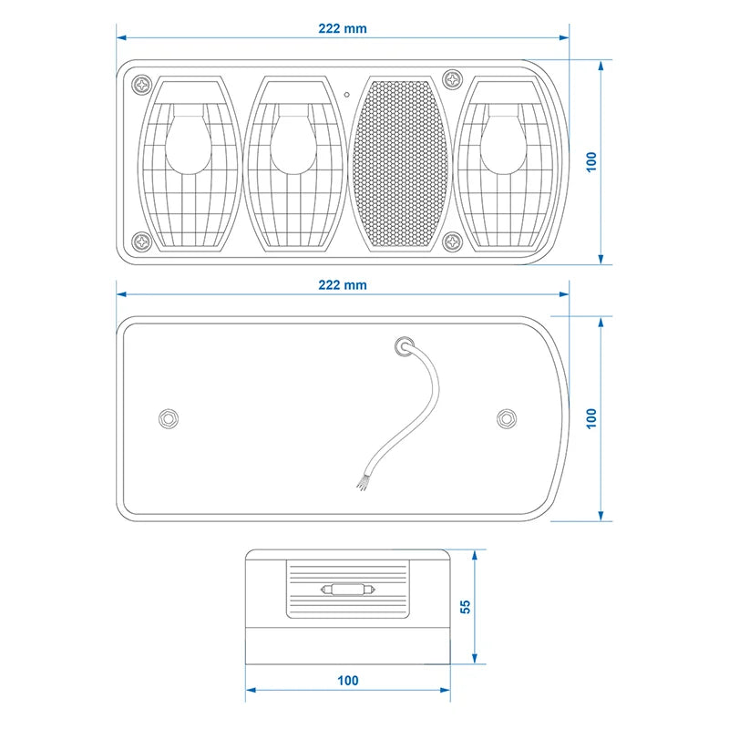 ProPlus Achterlicht 6 functies 222x100mm rechts