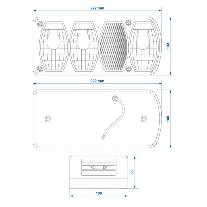 ProPlus Achterlicht 6 functies 222x100mm rechts