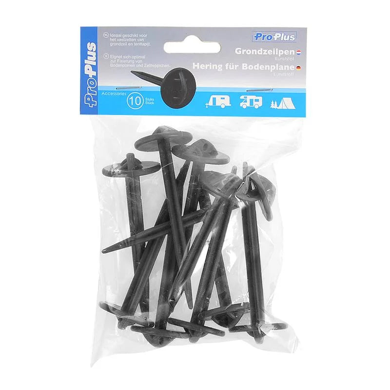ProPlus Grondzeilpen - Kunststof - Ø 7.5 x 90 mm - Zwart - 10 stuks