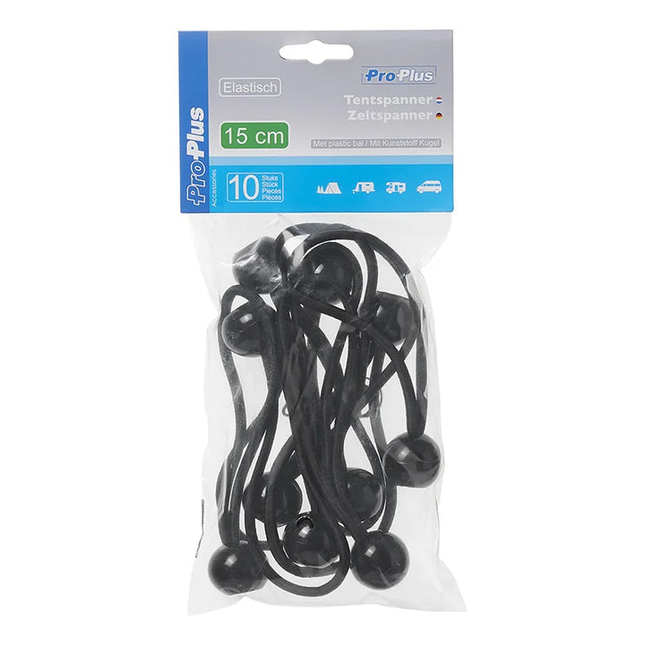 ProPlus Tentspanner elastisch 15cm met plastic bal - set van 10 stuks
