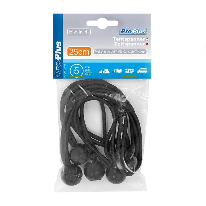 ProPlus Tentspanner elastisch 25cm met plastic bal - set van 5 stuks