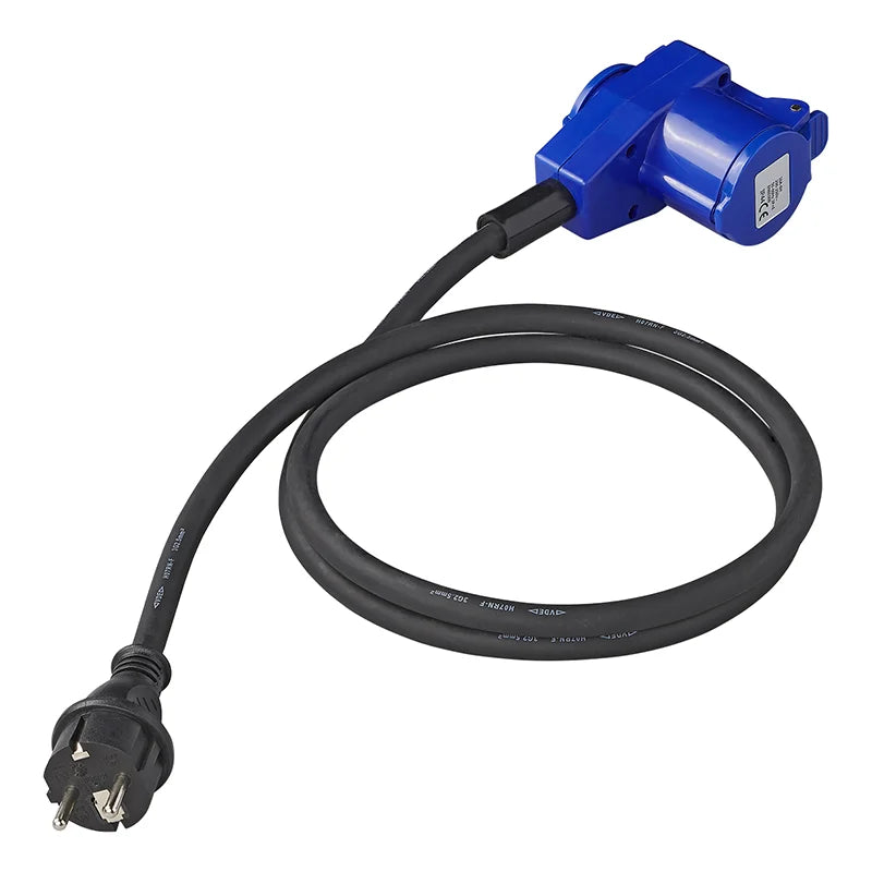 ProPlus Verloopkabel 150cm 3x2,5mm² van Schuko stekker naar haakse CEE contrastekker + Schuko stopcontact