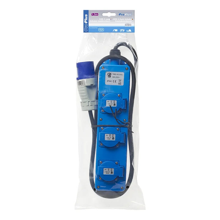 ProPlus CEE 3-weg Schuko stekkerdoos 1,5M