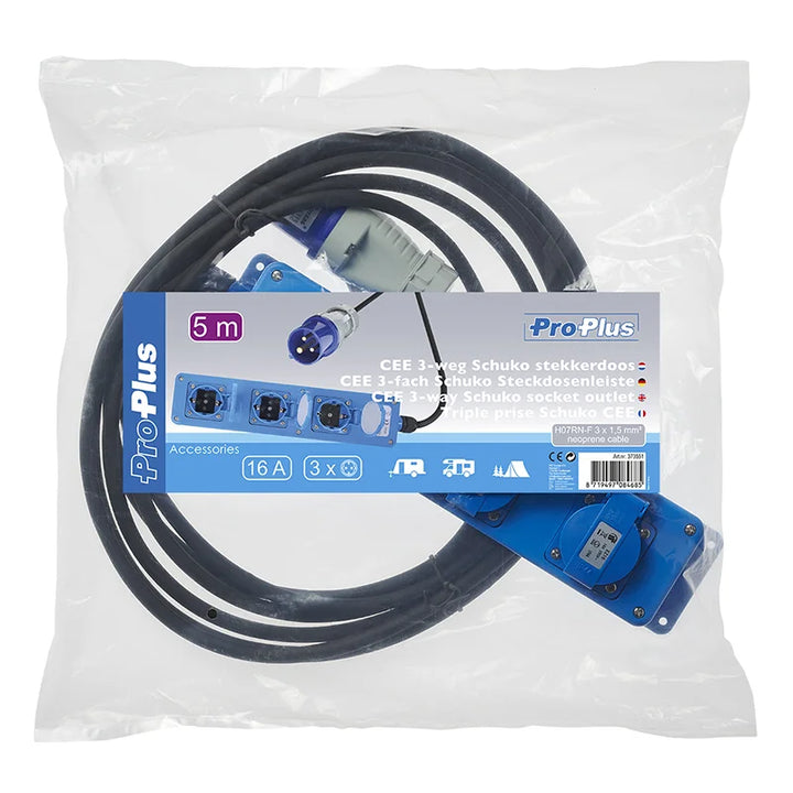 ProPlus CEE 3-weg Schuko stekkerdoos 5M