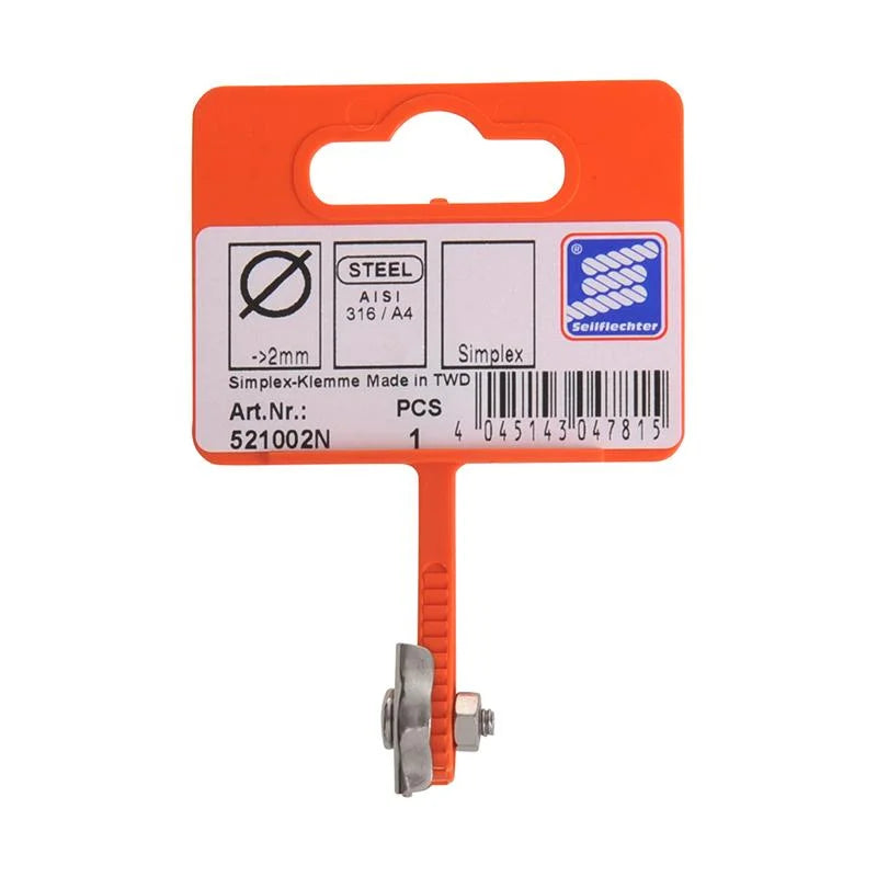 ProPlus Simplex staaldraadklem 2mm, A4 RVS AISI 316