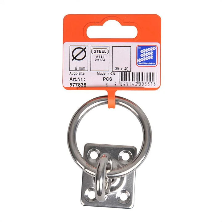 ProPlus Dekoog met wartel en ring, 33x38x6mm, RVS AISI 316, 4 gaats