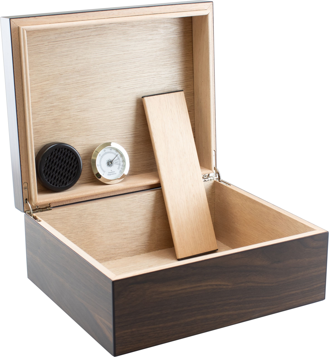 Humidor Walnoot m. Cigar logo
