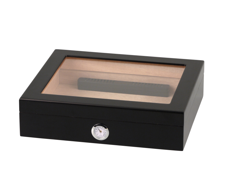 Humidor met glas zwart