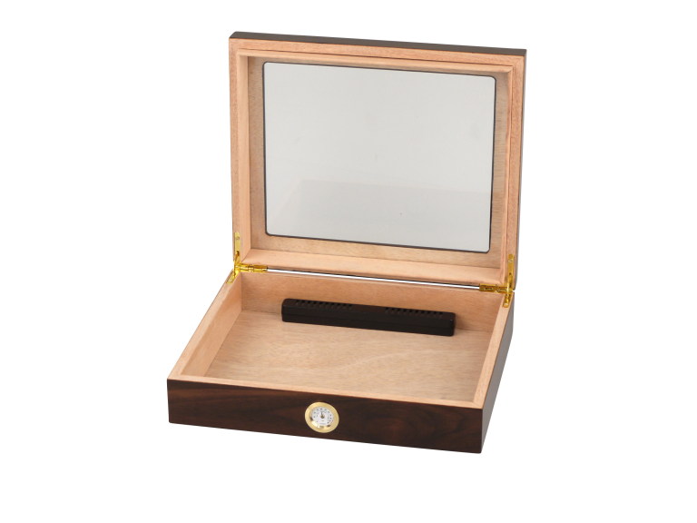 Humidor met glas bruin