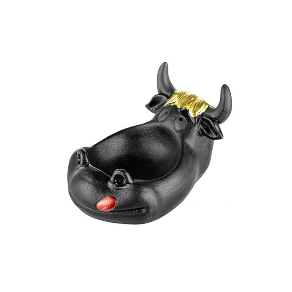 Keramieke Asbak Cow black with gold hair 15.2x11.5,x 8.6cm