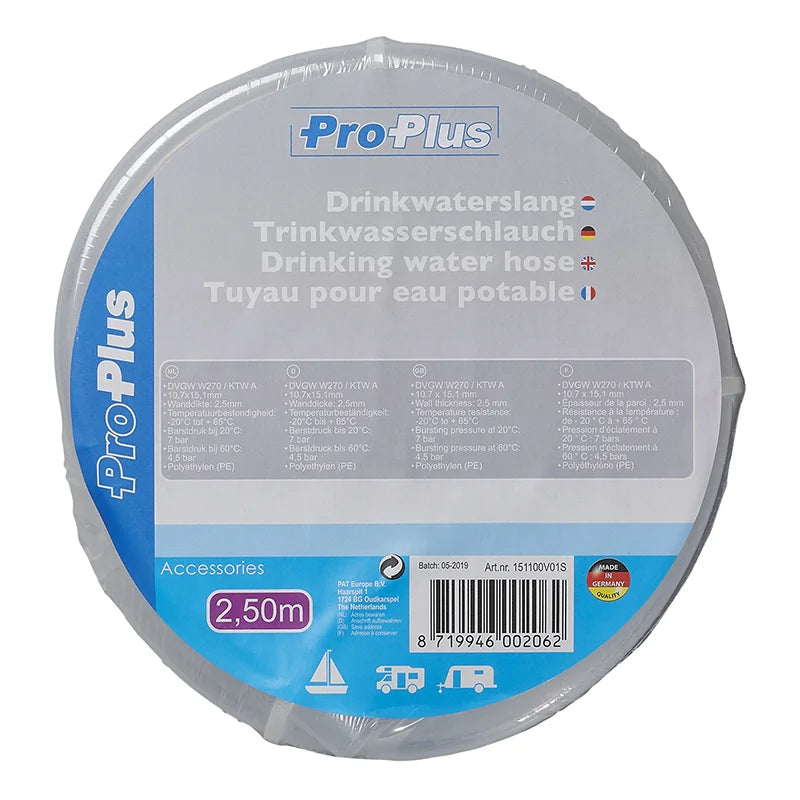 ProPlus Drinkwaterslang transparant 2,50M / 10x15mm