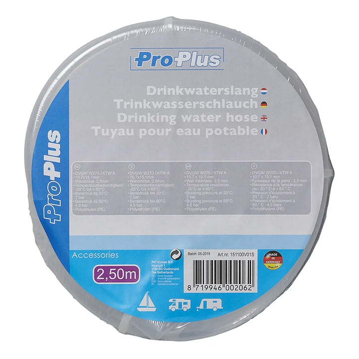ProPlus Drinkwaterslang transparant 2,50M / 10x15mm