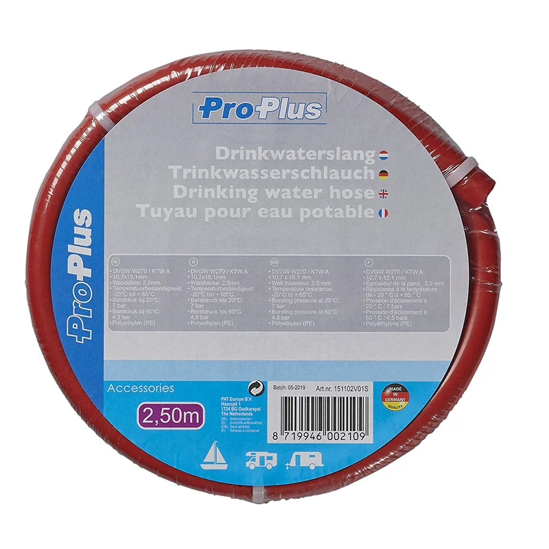 ProPlus Drinkwaterslang rood 2,50M / 10x15mm