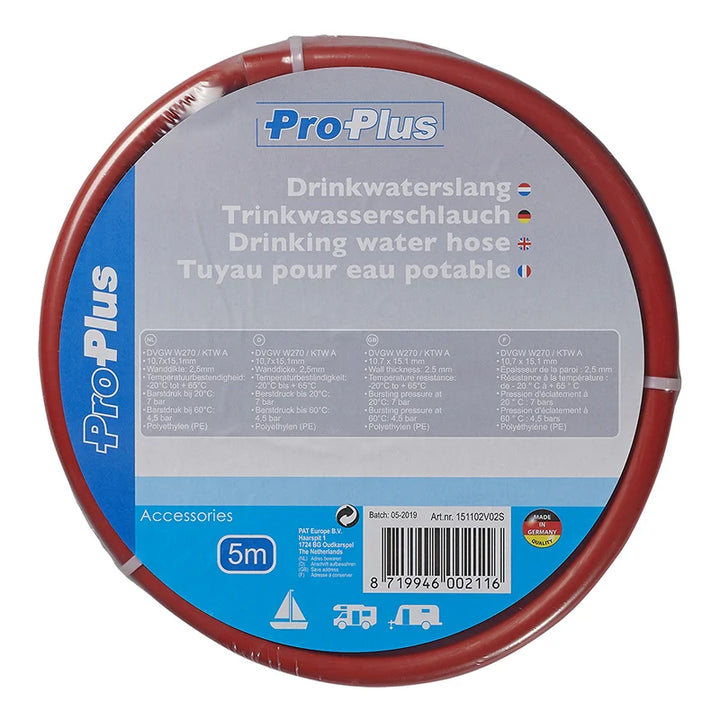 ProPlus Drinkwaterslang rood 5,00M / 10x15mm