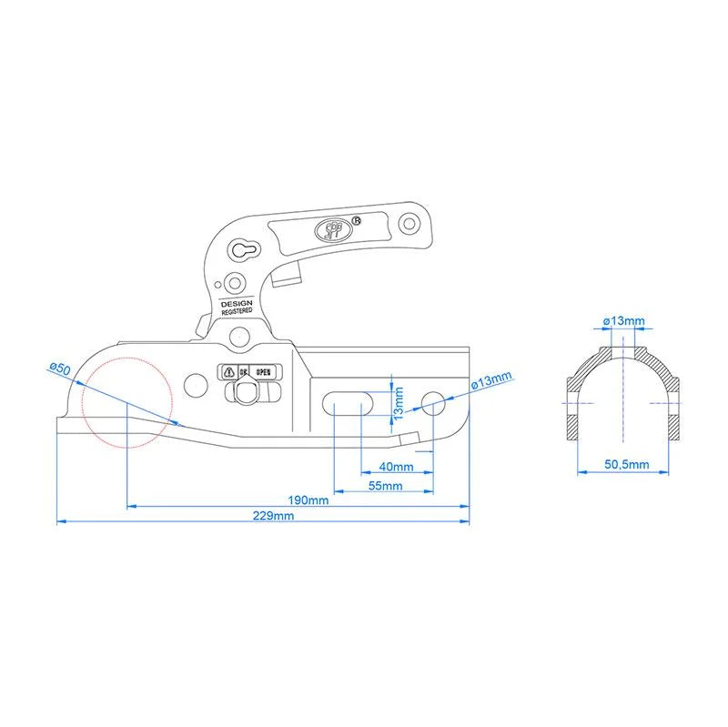 ProPlus Kogelkoppeling rond 35-50mm geremd