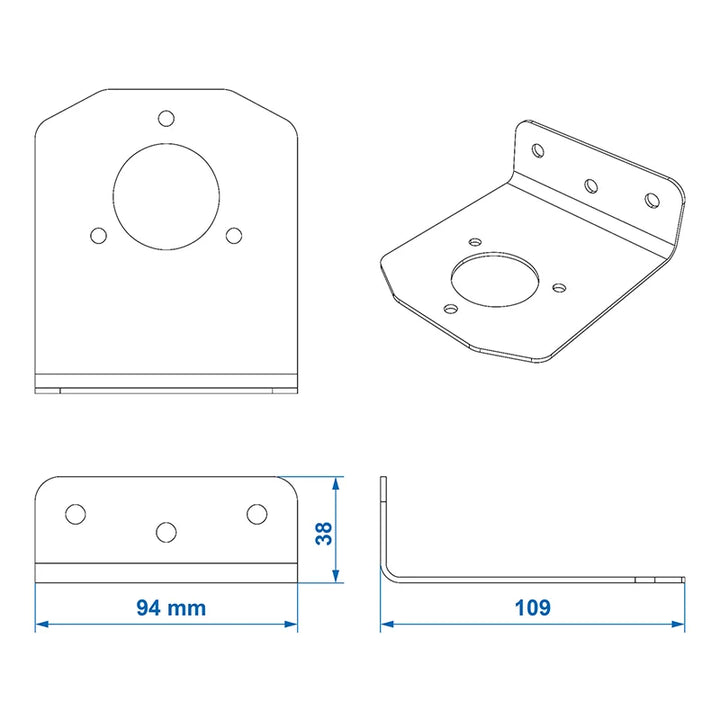 ProPlus Stekkerdooshouder metaal gehoekt 9,4 x 10,9 cm