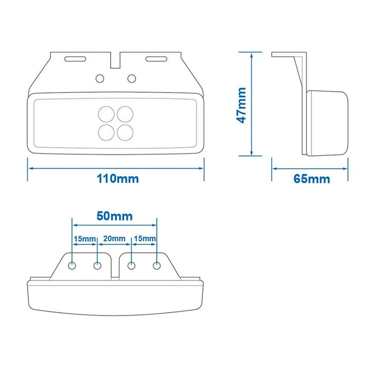 ProPlus Zijmarkeringslamp 12/24V oranje 110x40mm LED met houder