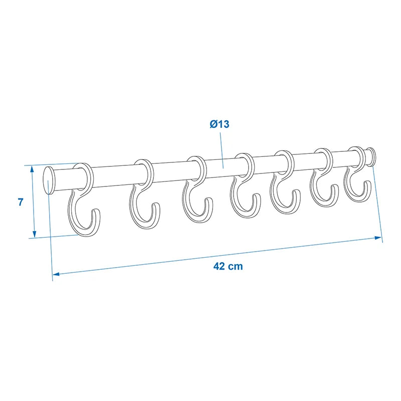 ProPlus Tentkapstok - Aluminium - 42 cm x Ø 13 mm - Inclusief 7 Haken