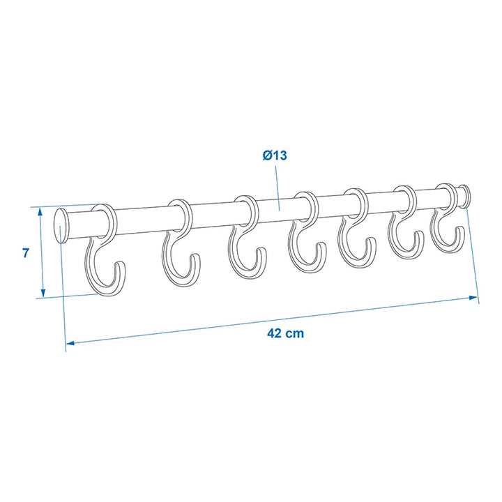 ProPlus Tentkapstok - Aluminium - 42 cm x Ø 13 mm - Inclusief 7 Haken