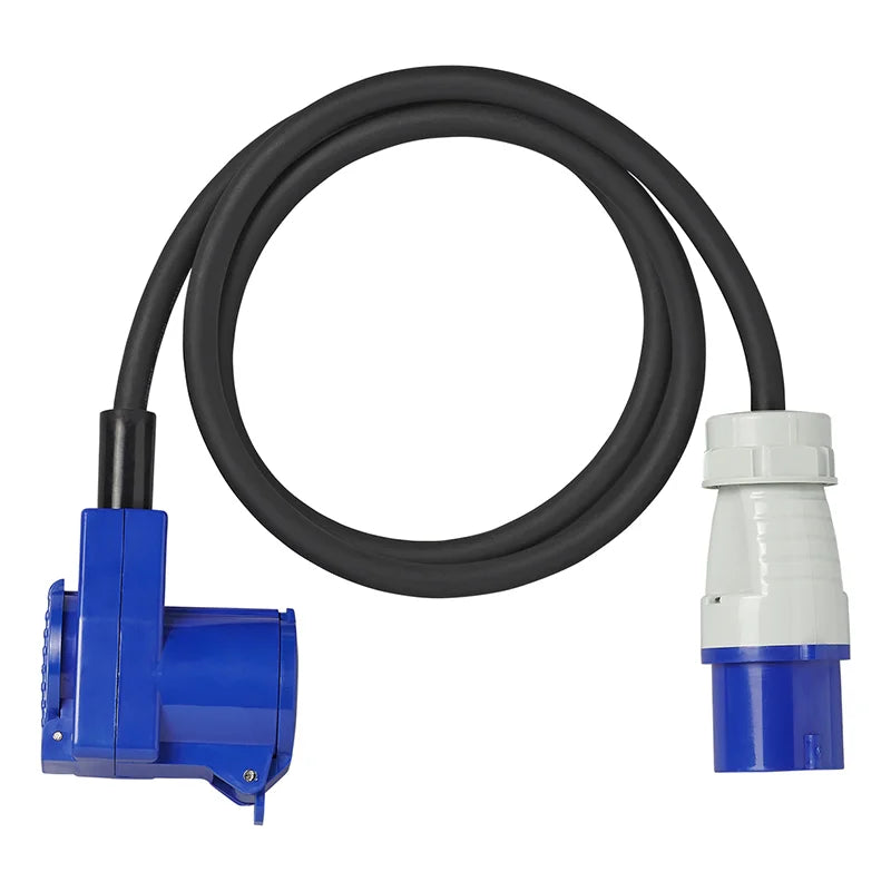 ProPlus Verloopkabel 150cm 3x2,5mm² van CEE stekker naar haakse CEE contrastekker + Schuko stopcontact