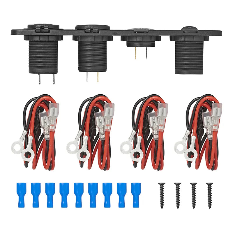 ProPlus Inbouw kit: stekkerdoos DIN + voltmeter + USB poort 2x type A 4200mA